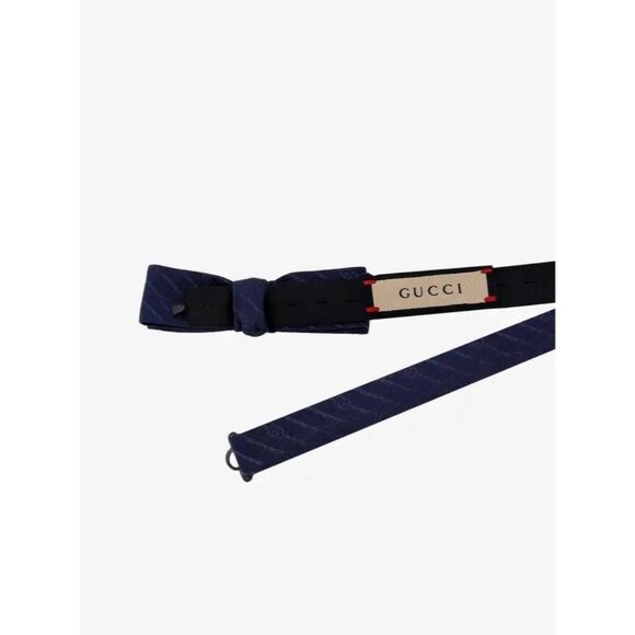 NWT GUCCI Bowtie Bow Tie Blue GG Silk 100% Authentic - Picture 3 of 10